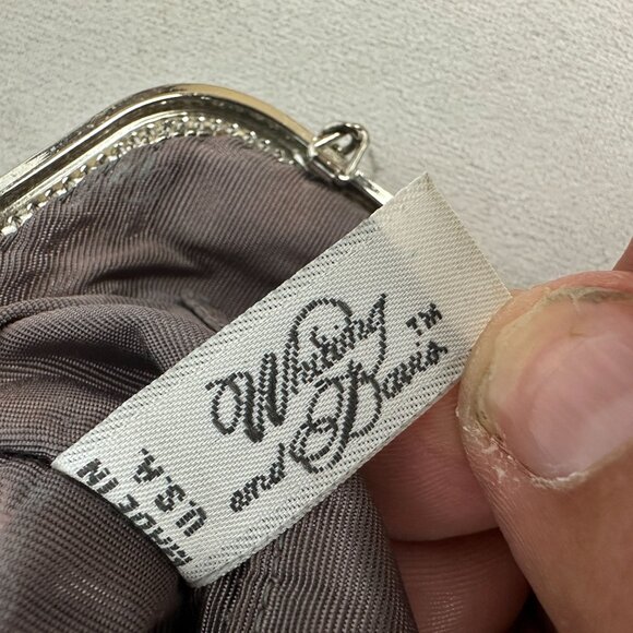 Whiting And Davis Silver Tone Mesh Evening Purse Rhinestone Clasp Chain Strap - Picture 6 of 7